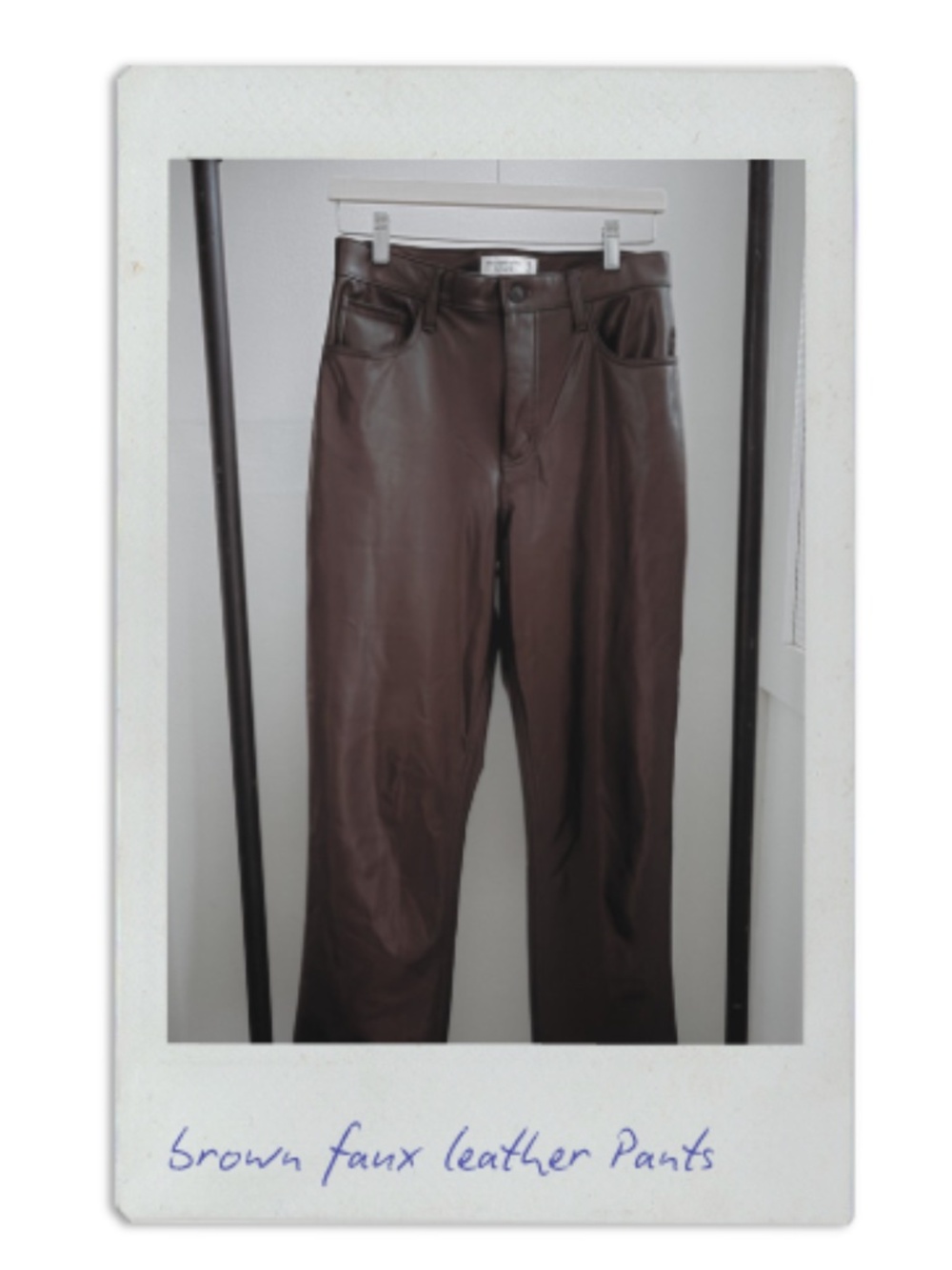 abercrombie & fitch brown faux leather pants